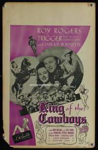 m360 KING OF THE COWBOYS window card movie poster '43 Roy Rogers on Trigger!