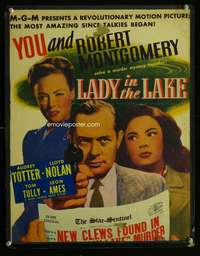 m361 LADY IN THE LAKE window card movie poster '47 Robert Montgomery,Totter