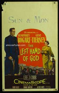 m365 LEFT HAND OF GOD window card movie poster '55 priest Humphrey Bogart!