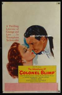 m367 LIFE & DEATH OF COLONEL BLIMP window card movie poster '45 Michael Powell