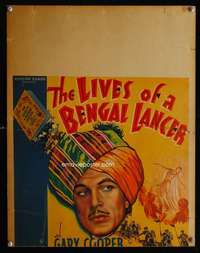 m373 LIVES OF A BENGAL LANCER window card movie poster '35 Gary Cooper