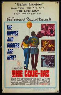 m378 LOVE-INS window card movie poster '67 hippies & diggers, sex & drugs!