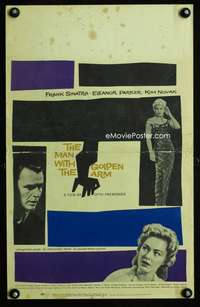 m381 MAN WITH THE GOLDEN ARM window card movie poster '56Sinatra,Saul Bass art
