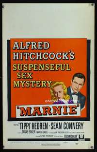 m384 MARNIE window card movie poster '64 Sean Connery, Alfred Hitchcock