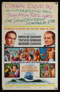 m387 MUTINY ON THE BOUNTY window card movie poster '62 Marlon Brando