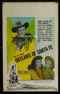 m398 OUTLAWS OF SANTA FE window card movie poster '44 Don Red Barry, Talbot