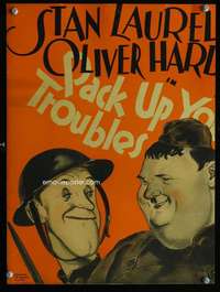 m399 PACK UP YOUR TROUBLES window card movie poster '32 Laurel & Hardy!