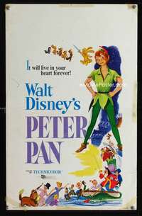 m404 PETER PAN window card movie poster R69 Walt Disney fantasy classic!