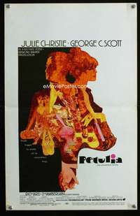 m405 PETULIA window card movie poster '68 Julie Christie, George C Scott