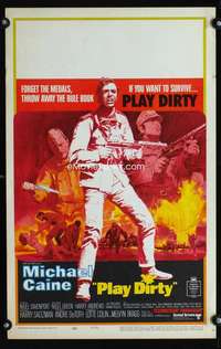 m406 PLAY DIRTY window card movie poster '69 Michael Caine, WWII, English!