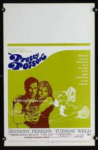 m411 PRETTY POISON window card movie poster '68 Anthony Perkins, Tuesday Weld