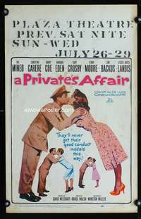 m416 PRIVATE'S AFFAIR window card movie poster '59 Sal Mineo, Eden