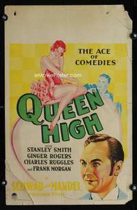 m419 QUEEN HIGH window card movie poster '30 gambling,sexy young Ginger Rogers!