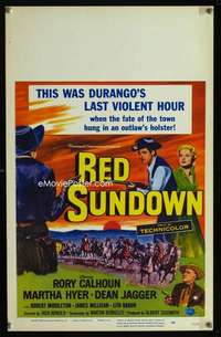 m426 RED SUNDOWN window card movie poster '56 Rory Calhoun, Martha Hyer