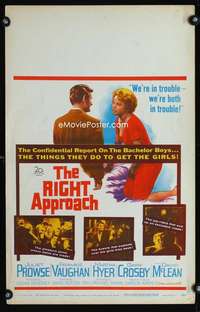 m429 RIGHT APPROACH window card movie poster '61 lowdown on bachelor boys!