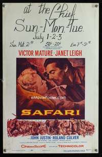 m436 SAFARI window card movie poster '56 Victor Mature, Janet Leigh