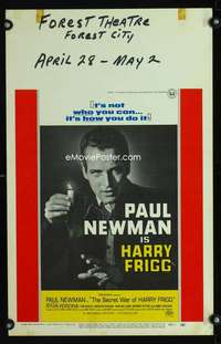 m445 SECRET WAR OF HARRY FRIGG window card movie poster '68 Paul Newman