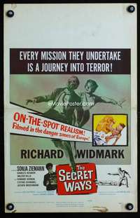 m446 SECRET WAYS window card movie poster '61 Rich Widmark, Alistair MacLean