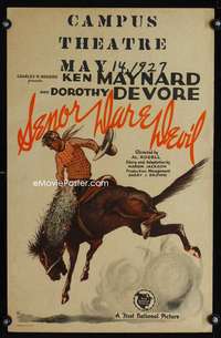 m447 SENOR DAREDEVIL window card movie poster '26 great Ken Maynard art!