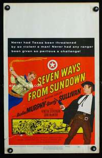 m450 SEVEN WAYS FROM SUNDOWN window card movie poster '60 Audie Murphy