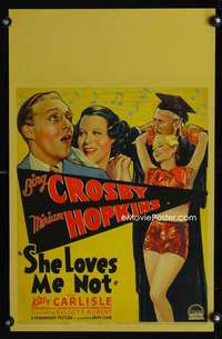 m451 SHE LOVES ME NOT window card movie poster '34Bing Crosby,Miriam Hopkins