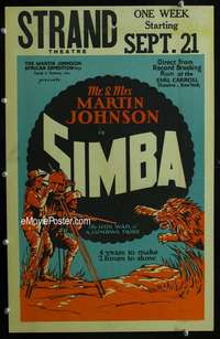 m456 SIMBA window card movie poster '28 Osa & Martin Johnson African safari!