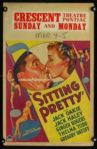 m460 SITTING PRETTY window card movie poster '33 Ginger Rogers, Jack Oakie
