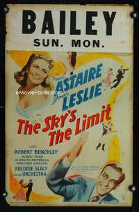 m461 SKY'S THE LIMIT window card movie poster '43 Fred Astaire, Joan Leslie