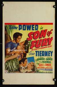m464 SON OF FURY window card movie poster '42 Tyrone Power, Gene Tierney