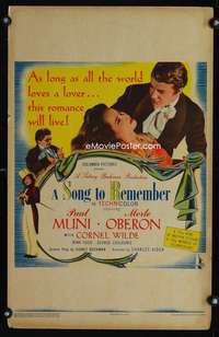 m465 SONG TO REMEMBER window card movie poster '45 Cornel Wilde as Chopin!