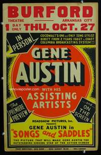 m466 SONGS & SADDLES window card movie poster '38 Gene Austin