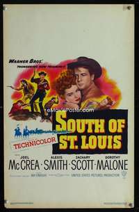 m467 SOUTH OF ST LOUIS window card movie poster '49 Joel McCrea, Alexis Smith