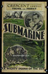 m475 SUBMARINE window card movie poster '28 Frank Capra, Jack Holt