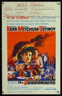 m477 SUNDOWNERS window card movie poster '61 Deborah Kerr, Robert Mitchum