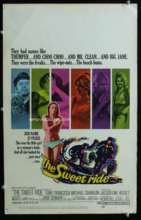 m481 SWEET RIDE window card movie poster '68 1st Jacqueline Bisset, surfing!