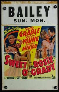 m482 SWEET ROSIE O'GRADY window card movie poster '43 Betty Grable, Young