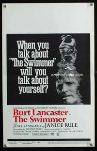 m483 SWIMMER window card movie poster '68 Burt Lancaster, Frank Perry