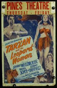 m486 TARZAN & THE LEOPARD WOMAN window card movie poster '46 Weissmuller