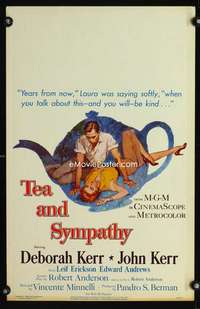 m488 TEA & SYMPATHY window card movie poster '56 both Kerrs, classic tagline!