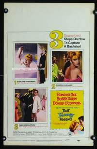 m492 THAT FUNNY FEELING window card movie poster '65 naked Sandra Dee in tub!