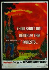 m496 THOU SHALT NOT DESTROY THY FORESTS poster '57 Smokey!
