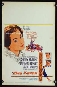m507 TWO LOVES window card movie poster '61 Shirley MacLaine, Laurence Harvey