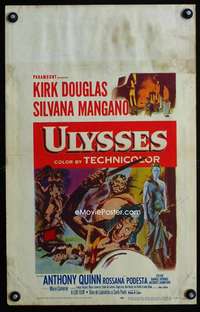 m508 ULYSSES window card movie poster '55 Kirk Douglas, Silvana Mangano