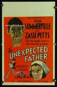 m510 UNEXPECTED FATHER window card movie poster '32 Slim Summerville, Pitts