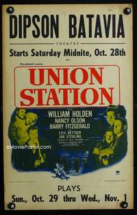 m512 UNION STATION window card movie poster '50 William Holden, Nancy Olson