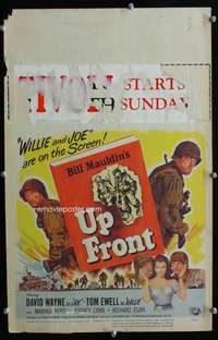 m515 UP FRONT window card movie poster '51 Bill Mauldin, David Wayne, WWII