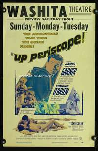 m516 UP PERISCOPE window card movie poster '59 James Garner, Edmond O'Brien
