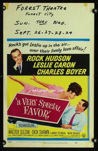 m518 VERY SPECIAL FAVOR window card movie poster '65 Rock Hudson, Leslie Caron