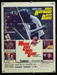 m520 WHERE LOVE HAS GONE window card movie poster '64 trashy Harold Robbins!