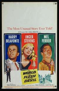 m526 WORLD, THE FLESH & THE DEVIL window card movie poster '59 Belafonte